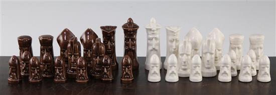 A continental pottery chess set,